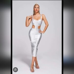 Silver Cut-Out Bodycon Dress